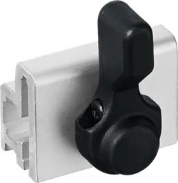 Pince noire sur extrusion métallique.