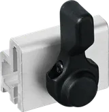 Pince noire sur extrusion métallique.