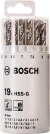 Bosch 19-delige HSS-G metaalboor set in kunststof koker.