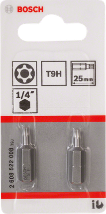 Bosch T9H Security-Torx® 25mm schroevendraaierbits.