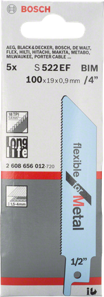 Bosch S 522 EF reciprozaagblad 4″ metaal.