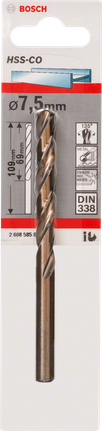 Bosch 7,5 mm HSS-Co metaalboor DIN 338.