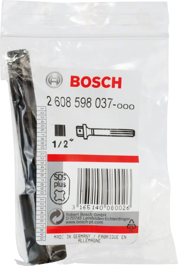 Bosch SDS-plus adapter 1/2 inch voor roterende hamers.