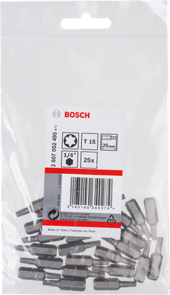 Bosch T15 schroevendraaierbitset van 25 mm, 25 stuks.