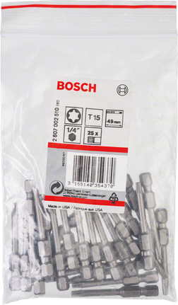 Bosch T15 25-delige schroevendraaierbitset van 49 mm.
