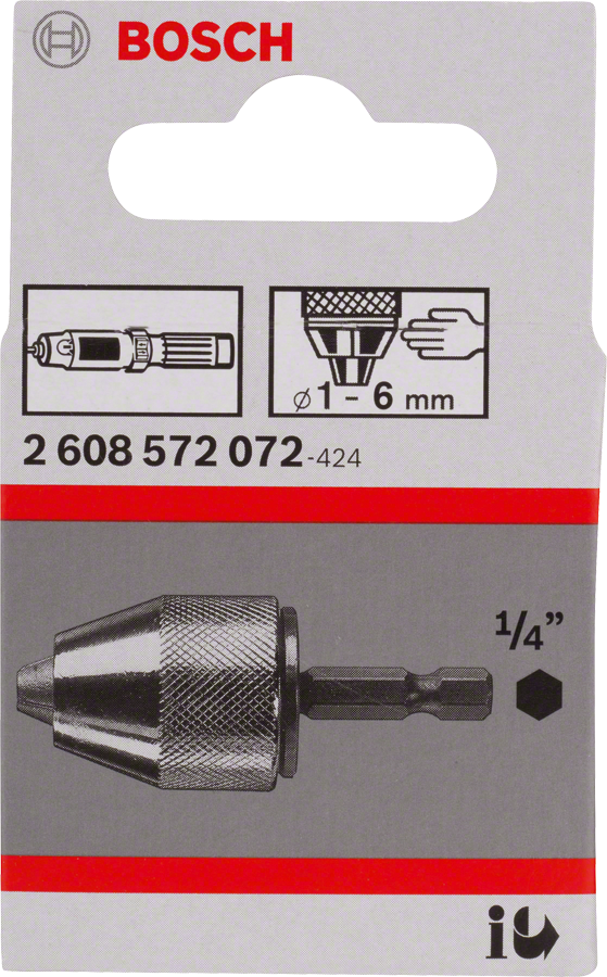 Bosch sleutelloze spantang 1,0–6,0 mm voor 1/4 inch zeskantschacht.