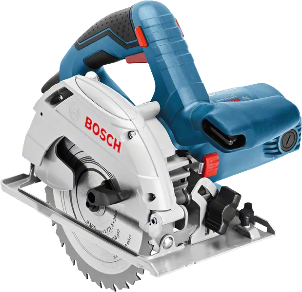 Bosch GKS 165 accucirkelzaag met ergonomische handgreep.