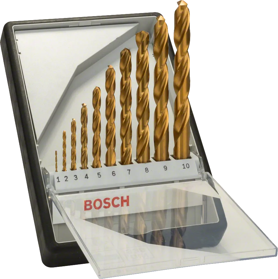 Bosch 10-delige Robust Line HSS-TiN metaalboor set.