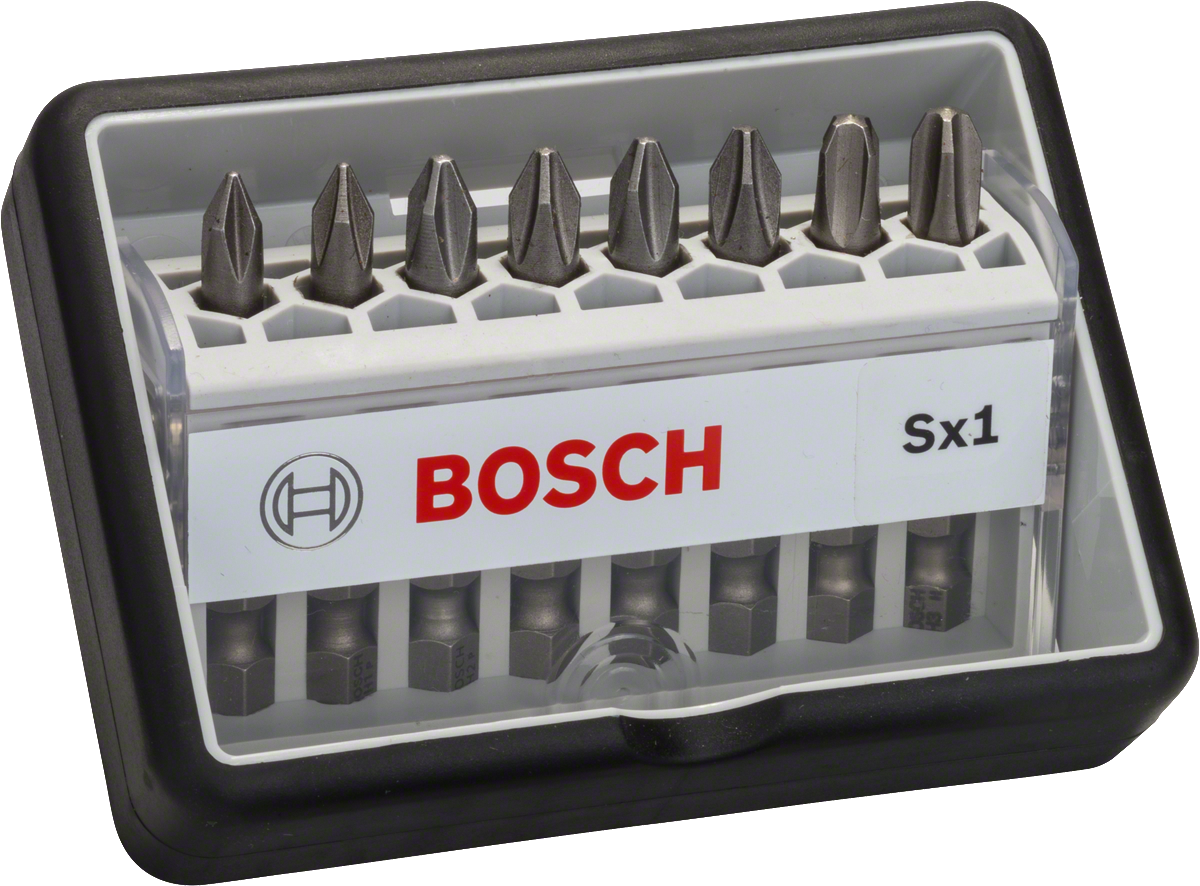 Bosch 8-delige Robust Line schroevendraaierbitset, extra hard.