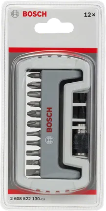 Bosch 12-delige schroevendraaierbitset in compacte koffer.