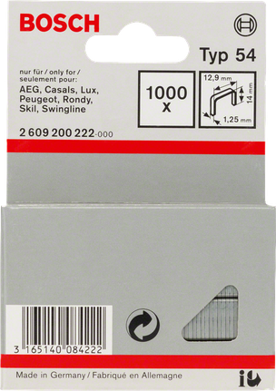 Bosch Typ 54 nietjes van 12,9 mm, verpakking van 1000 stuks.