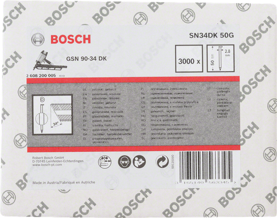 Bosch SN34DK 50G 2,8×50mm spijkers, verpakking van 3000.
