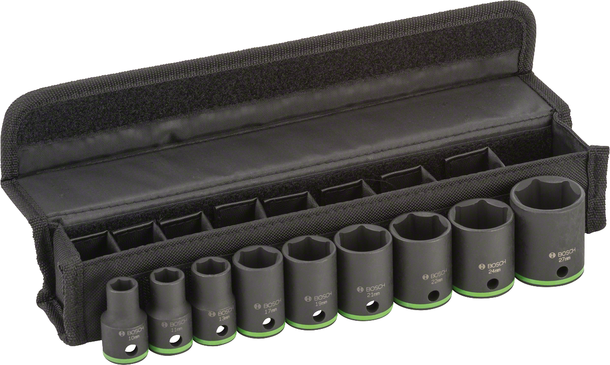 Bosch 9-delige doppenset 10-27 mm in koffer.