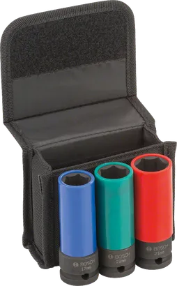 Bosch krachtdoppenset met maten 17, 19, 21mm.