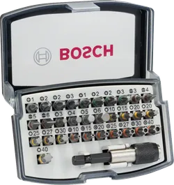 Bosch 32-delige schroevendraaierbitset met universele Quick Change-houder.