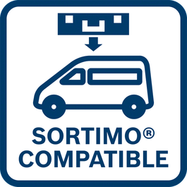 Snel laden en veilig rijden Past perfect en zonder een adapter in het TÜV-gecertificeerde voertuigsysteem van SORTIMO