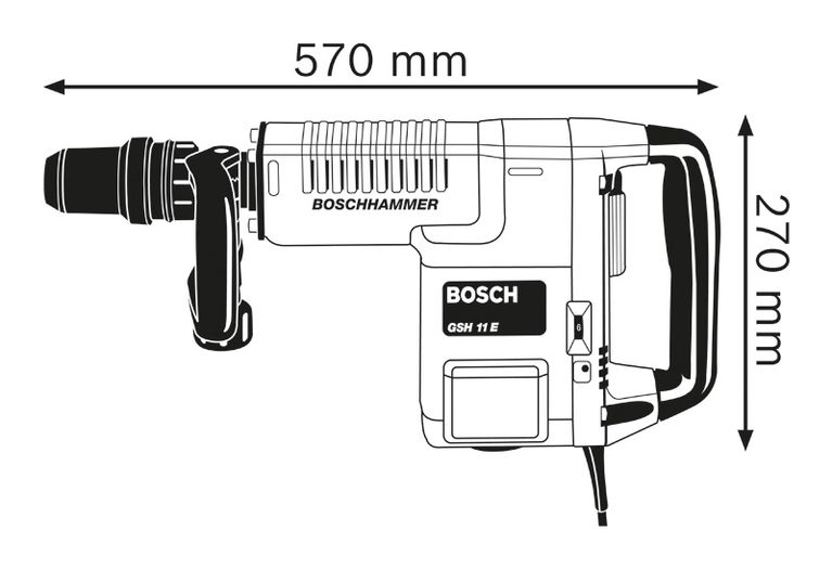Afmetingen van de boorhamer.