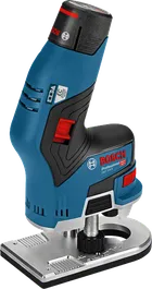 Bosch GKF 12V-8 accu-bovenfrees, ergonomische handgreep.