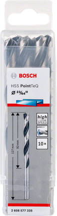 Bosch HSS PointTeQ spiraalboor set van 23/64 inch.