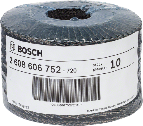 Bosch schuurschijven verpakking van 10 voor slijpmachines.