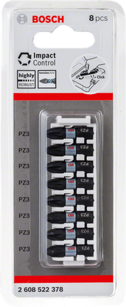 Bosch Impact Control PZ3 bitset van 8 stuks.
