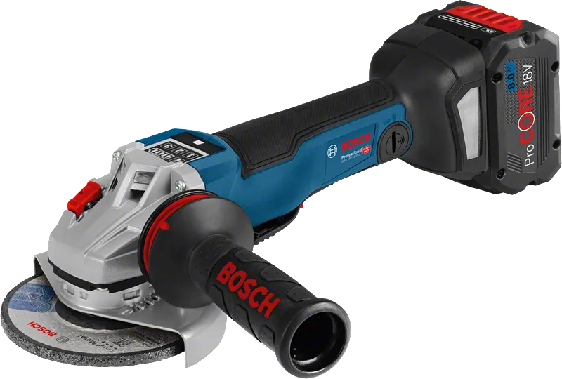Bosch GWS 18V-10 PSC accu haakse slijper, 125 mm schijf.