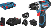 Bosch GSR 12V-15 FC accuboormachineset met opzetstukken.