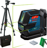 Bosch GLL 2-15 G laserwaterpas met statief en accessoires.