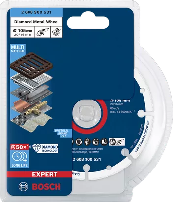 Bosch EXPERT Diamant Metaalschijf 105×20/16 mm.