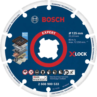 Bosch Expert X-LOCK diamantdoorslijpschijf voor meerdere materialen.