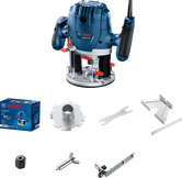 Bosch GOF 130 bovenfrees met accessoires.