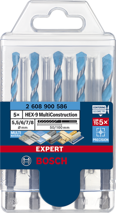 Bosch HEX-9 MultiConstruction boorset 5-delig.