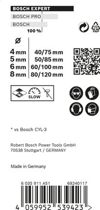 Bosch EXPERT MultiConstruction CYL-9 boorset 4/5/6/8 mm.
