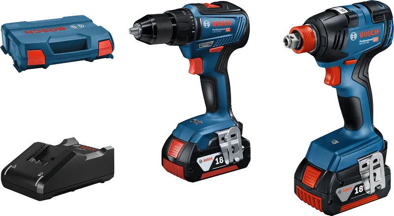 Bosch GDX 18V-200 accu-slagschroevendraaier en boorset.