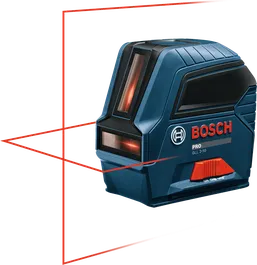 Bosch GLL 2-10 laserwaterpas met horizontale en verticale hulplijnen.