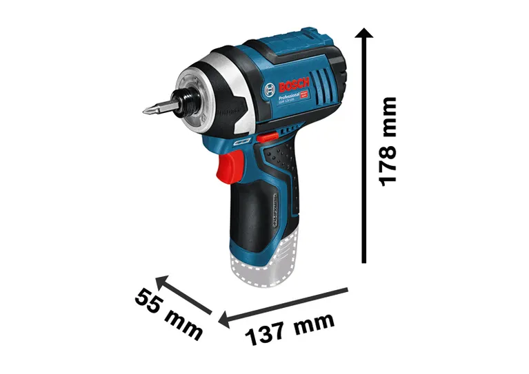 Bosch GDR 12V-105 accu-slagschroevendraaier met compact ontwerp.