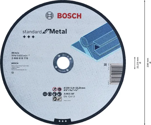 Bosch Standard for Metal doorslijpschijf 230 mm voor rechte zaagsneden.