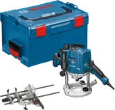 Bosch GOF 1250 CE bovenfrees met koffer en parallelgeleider.