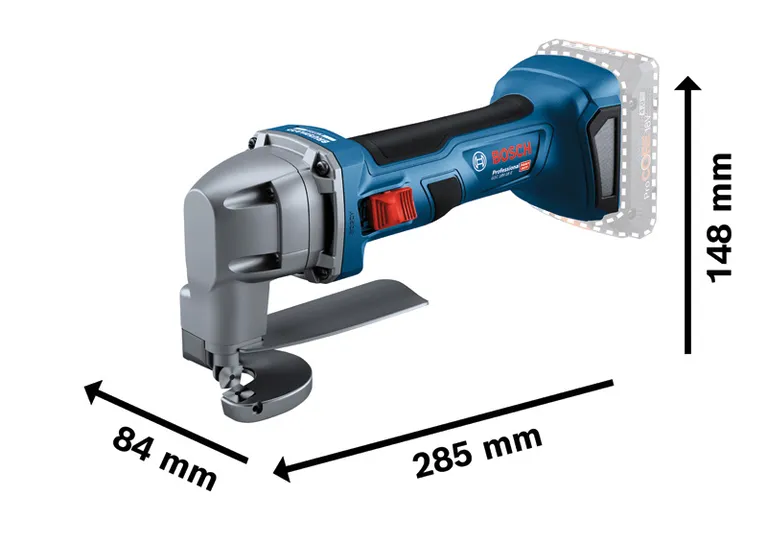 Bosch GSC 18V-16 accumetaalschaar, 285 mm lengte.