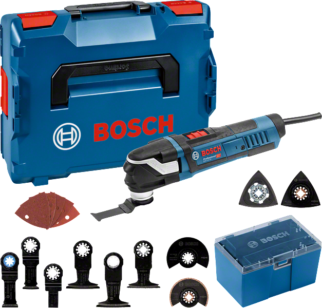 Bosch GOP 40-30 multitoolset met accessoires en koffer.