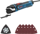 Bosch GOP 40-30 multitool met schuur- en zaagaccessoires.