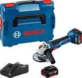 Bosch GWS 18V-10 haakse slijperset met accu en koffer.