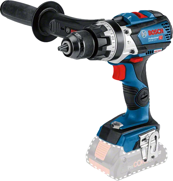 Bosch GSB 18V-110 C accu-klopboormachine met zijhandgreep.