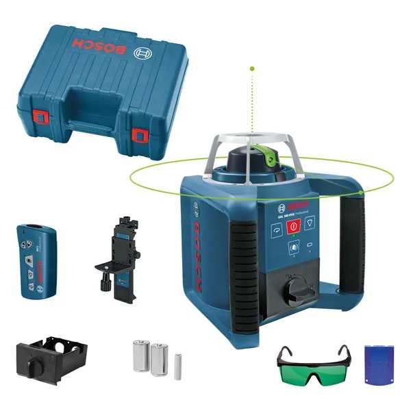 Bosch GRL 300 HVG laserwaterpas met accessoires.