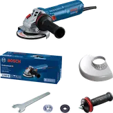 Bosch GWS 12-125 S haakse slijper met accessoires.