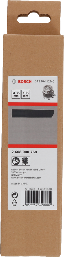 Bosch kierenzuigmondstuk 40x40x194mm voor stofzuigers met een diameter van 35mm.