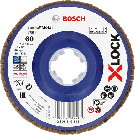 Bosch X-LOCK Lamellenschuurschijf X551 voor metaal, korrel 60.