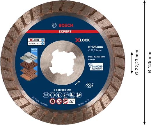 Bosch EXPERT MultiMaterial X-LOCK diamantdoorslijpschijf 125mm.