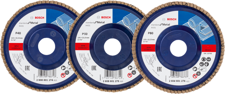 Bosch Lamellenschijven X431 gemengde korrelset 125 mm.