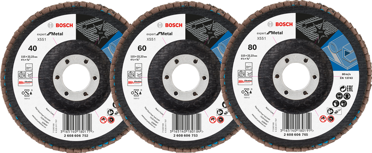 Bosch lamellenschijven X551 Mixed Grit Set 115mm schuin.
